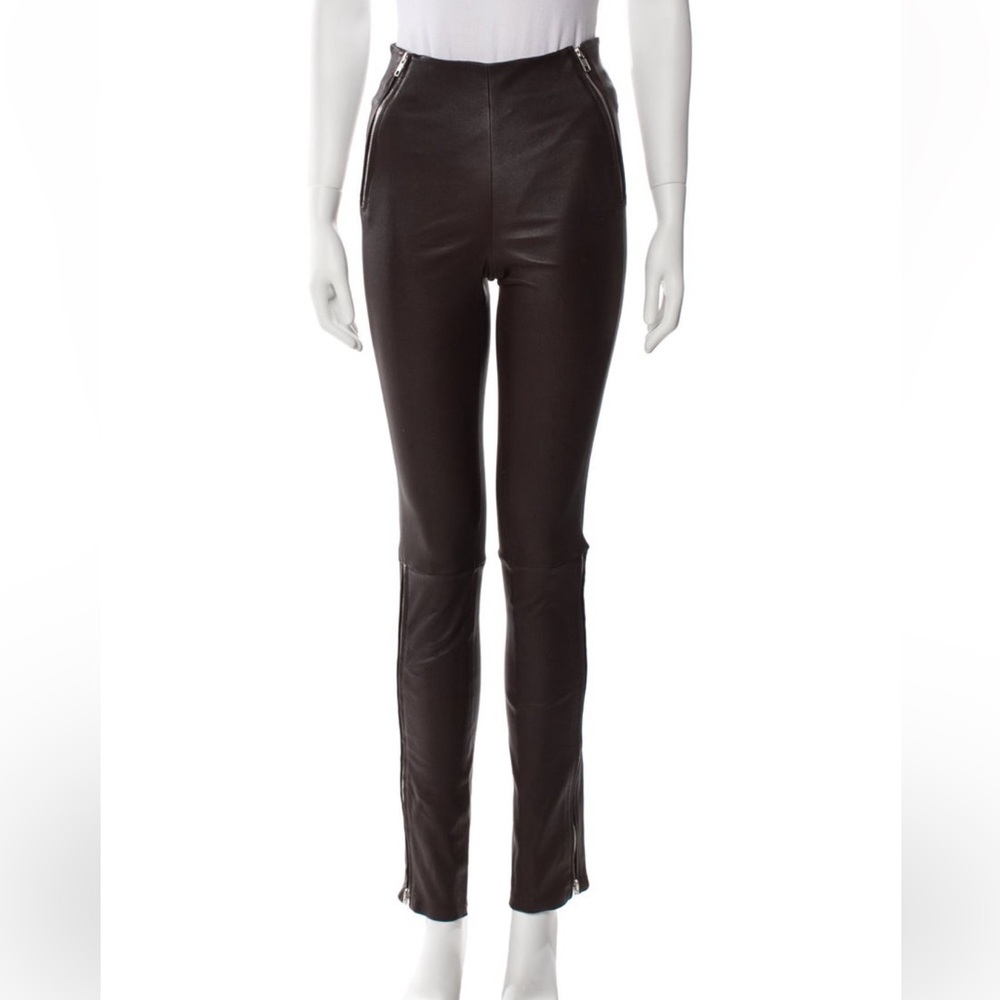 Helmet Lang lamb leather high waisted pants with zips